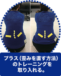 プラス(歪みを直す方法) のトレーニングを 取り入れる。